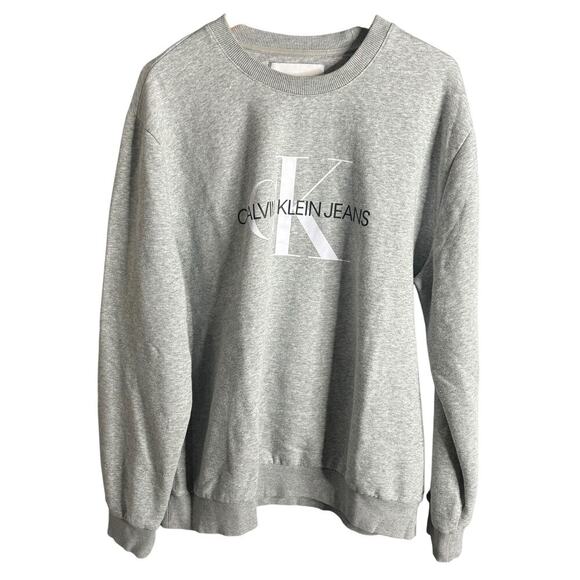 Calvin Klein Monogram Logo Sweatshirt Light Grey Heather Size XXL - Picture 4 of 6
